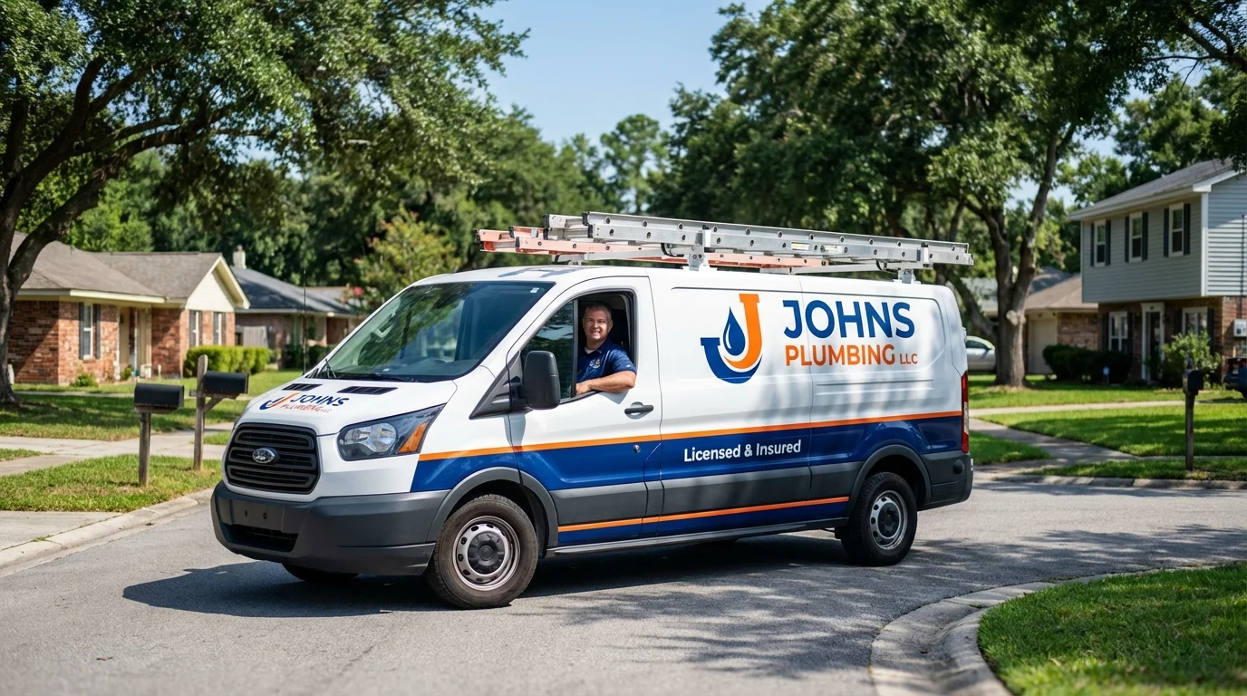Johns Plumbing LLC service van in Burlington, WI